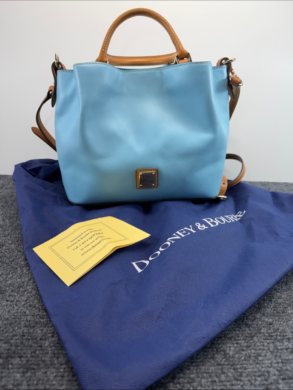 Dooney & Bourke Blue Pebble Grain Leather Satchel Bag with Dust Bag